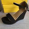 Fashion Beige Heeled Sandals Comfort Shoes for Women Open Toe Buckle Strap Clogs Wedge Large Size Black Peep Velvet Low Fashion Platform