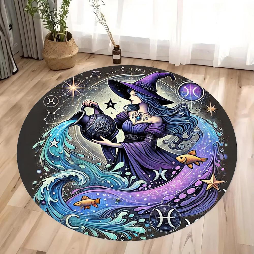 Vibrant Coral Reef Dolphin Underwater Round Area Rug Colorful Marine Pattern Non-Slip Floor Mat for Living Rooms Kids' Play Area