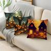 Мода Хэллоуин Страшная Ночь Луна Тыква Фонарь Льняная Наволочка Декоративная Чехлы Для Дивана Гостиная Вечеринка