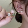 WUKALO New Elegant Gold Color Heart Pearl Stud Earrings Korean Fashion Jewelry For Woman Girls Accessories