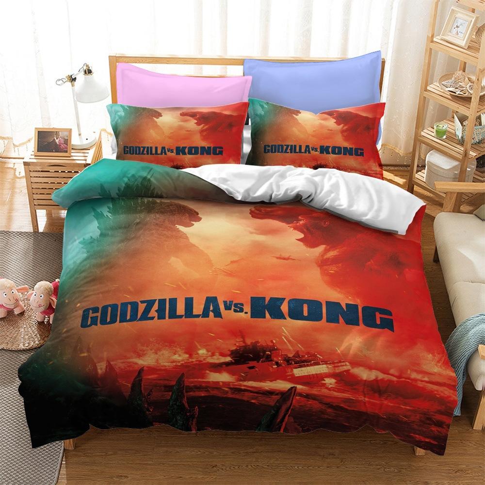 3D Printing Monsters G-Godzillas Bedding SetVS KingKongs Duvet Cover Set with Pillowcase 2/3pcs Quilt covers Twin Queen Single
