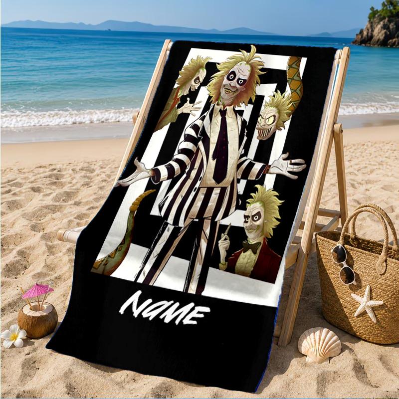 Custom Name Psychedelic Beetle Beach Towel Microfiber Beach Towel, Lightweight and Quick-Dry, for Summer Travel, Swimming Pool Gift