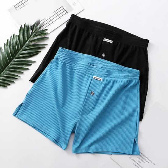 Men Pajama Shorts Elastic Waist Soft Breathable Homewear Solid Color Whorl Texture Stretchy Casual Loose Quick Dry Men Mini Short Pants