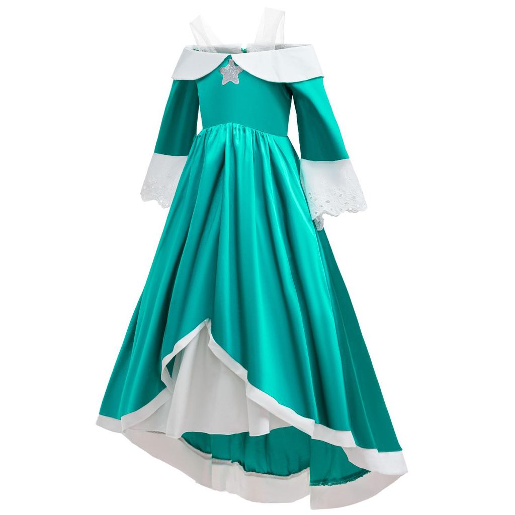 Super Movie Rosalina Cosplay Costume Girls Princess Ball Gown Dress Kids Crown Accessories Full Set Halloween Carnival Outfit