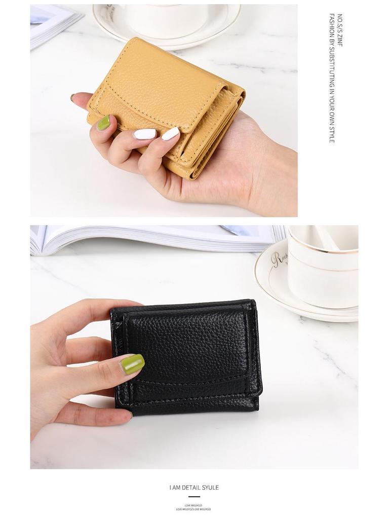 Korean Style Women's Short Tri-Fold Wallet: Large Capacity, Multi-Card Slot, Anti-Demagnetization.
