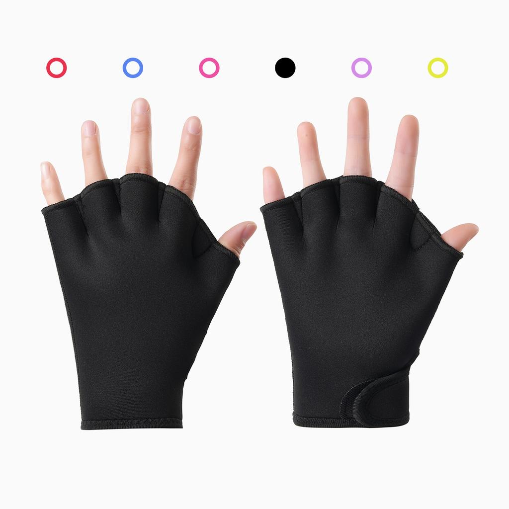 Surfing Microfibe Swimming Gloves Water-resistant Aquatic Training Mittens For Swim, Dive & Fitness | Secure Wrist Strap Design