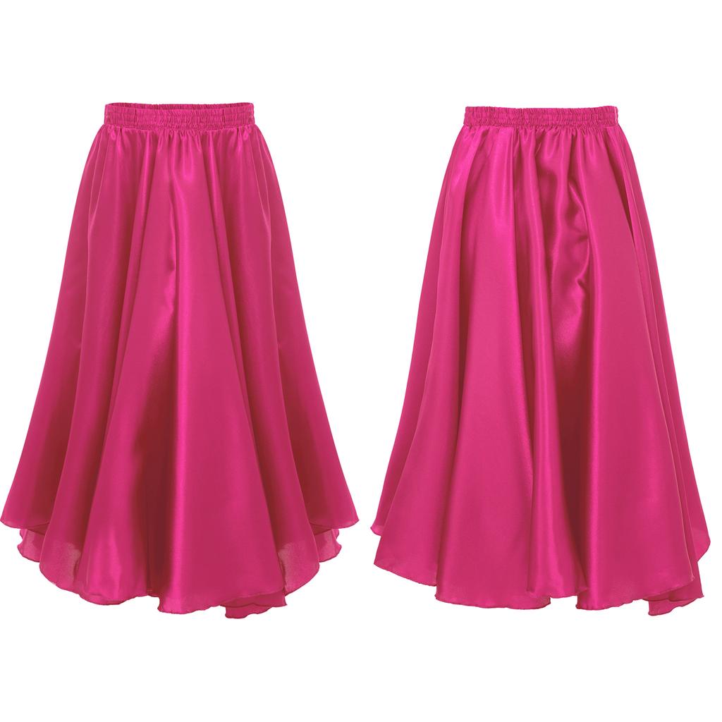 Kids Girls Stylish Dance Clothing Elastic Waistband Large Swing Loose Half-length Skirt