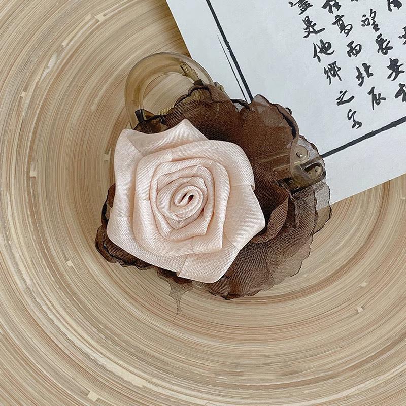 Caro 3D Rose Hair Claw Clip - 2024 High-End Floral Shark Clip for Women, Elegant Headwear