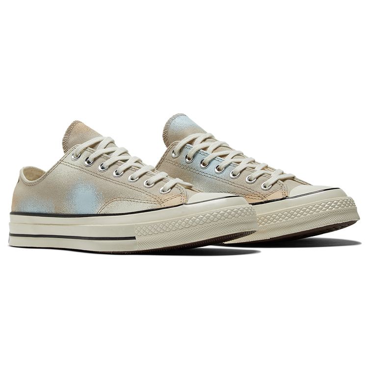Converse Chuck 70 Low Spray Paint - Кроссовки унисекс Beach Stone Grey Oat-Milk Aqua-Mist A05026C