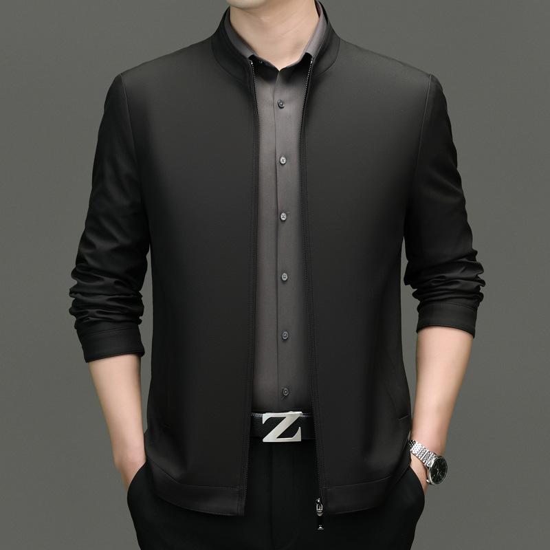 Куртка с воротником-стойкой, деловая куртка на молнии, куртка для мужчин среднего возраста, куртка для папы