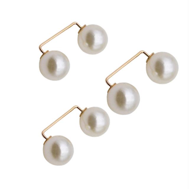 3Pcs/Set Double Pearl Brooch Pins Anti-fade Exquisite Elegant Brooches for Women Sweater Cardigan Clip Coat Summer Dress Jewelry