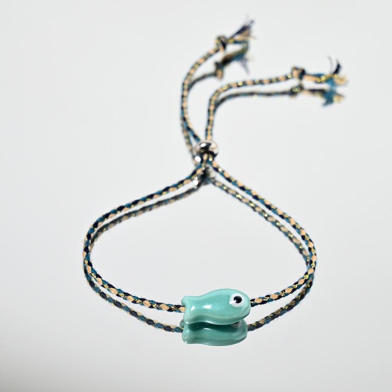 Bohemian Trendy Multicolored Pull-String Ceramic Fish Bracelet Jewelry Women For Wrist And Ankle