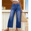 Women Stretch Denim Jeans High Waist Button Pockets Jean Trousers Ladies Casual Straight Pants