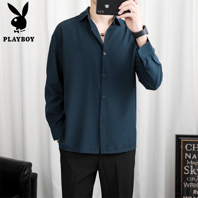 PLAYBOY Мужская повседневная рубашка из ледяного шелка