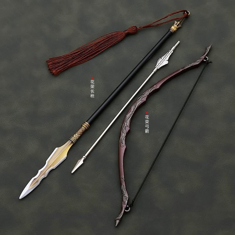 [Некогамияма] Suikoden Герой-полководец Оружие Копьё Ханаэй 22 см длиной и Лук и стрелы 18 см длиной / Миниатюрная фигурка Коллекционный декор