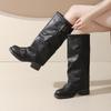 New Style Woman Boots Knee High Platform Chunky Heels Trend Punk Gothic Rock Leather Women's Shoes Motorcycle Footwear