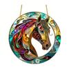 Acrylic Horse Suncatcher Stained Glass Effect Window Hanging Ornament Equestrian Gifts for Mom Grandma Women Horse Lovers