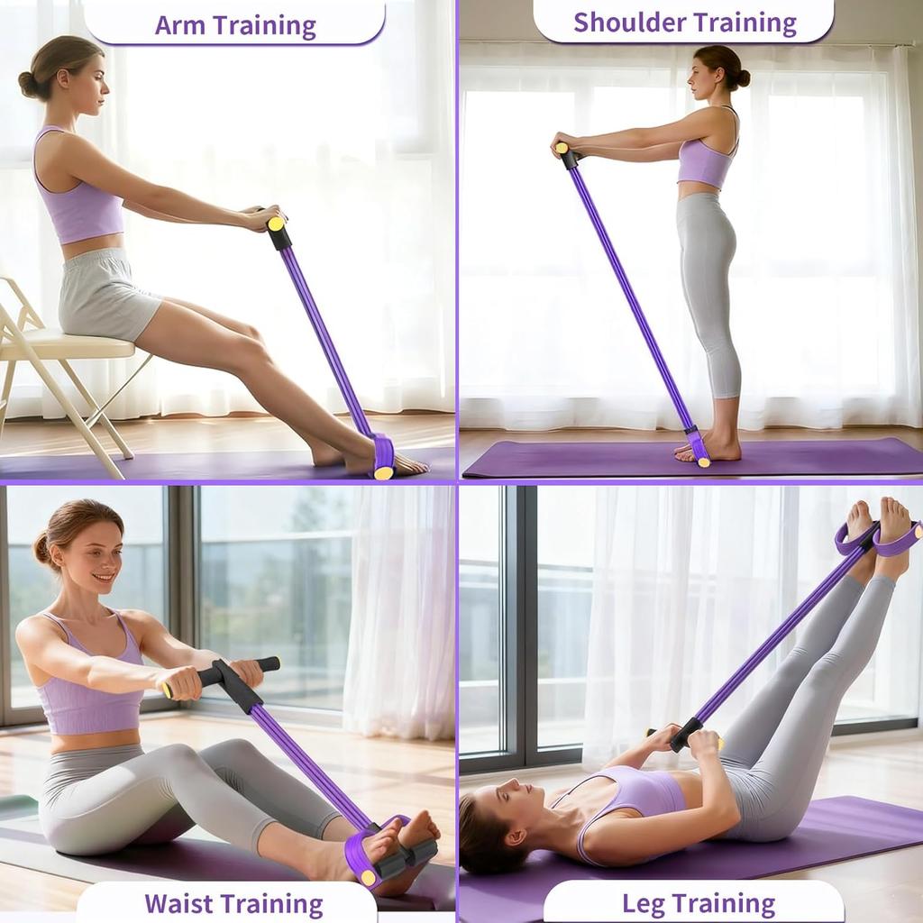 Pedal Resistance Bands with Handles, Upgrade 6-Tubes Manual Tension Training Pedal, Natural Rubber Foot Pedal Resistance Bands