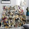 Wolf Abstract Print Flannel Blanket, High quality Comfortable for All Seasons, Home Decor, Warmth and Comfort, Perfect for Christmas Gifts144