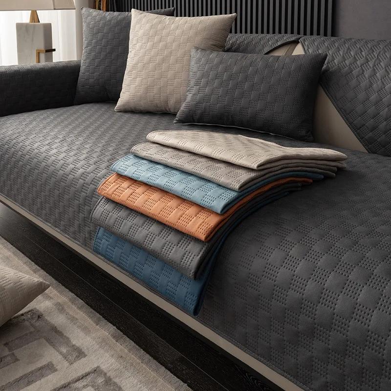 Checkered Seat Cushion Cover, Leather Sofa Mat, Durable Couch Furniture Accessories, Technology Cloth, Home Decor