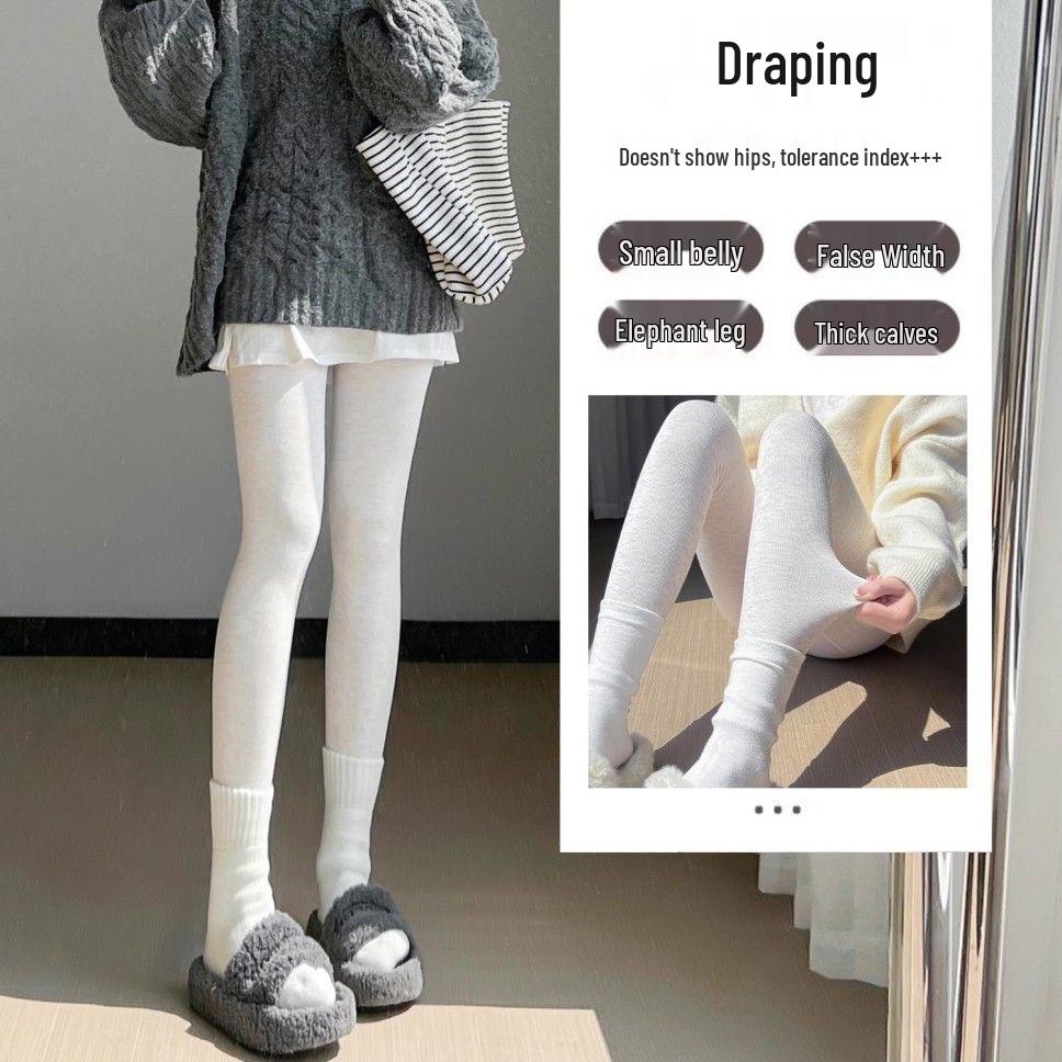 Женские леггинсы цвета овсянки с флисовой подкладкой: Теплые и стройнящие колготки осенне-зимнего уличного стиля для 2025 года