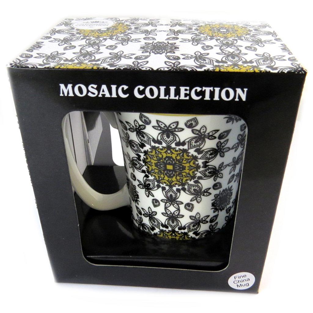 Les Trésors De Lily [N8636] - Porcelain Mug 'Mosaic' White Black