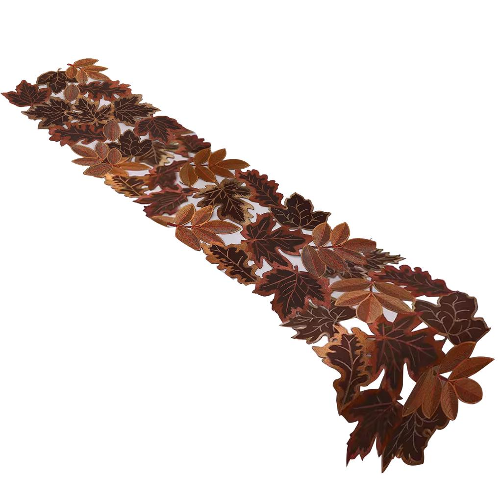 1pcs Autumn Maple Leaf Embroidered Table Runner Rustic Long Table Decoration Placemat for Fall Autumn Harvest Thanksgiving Decor