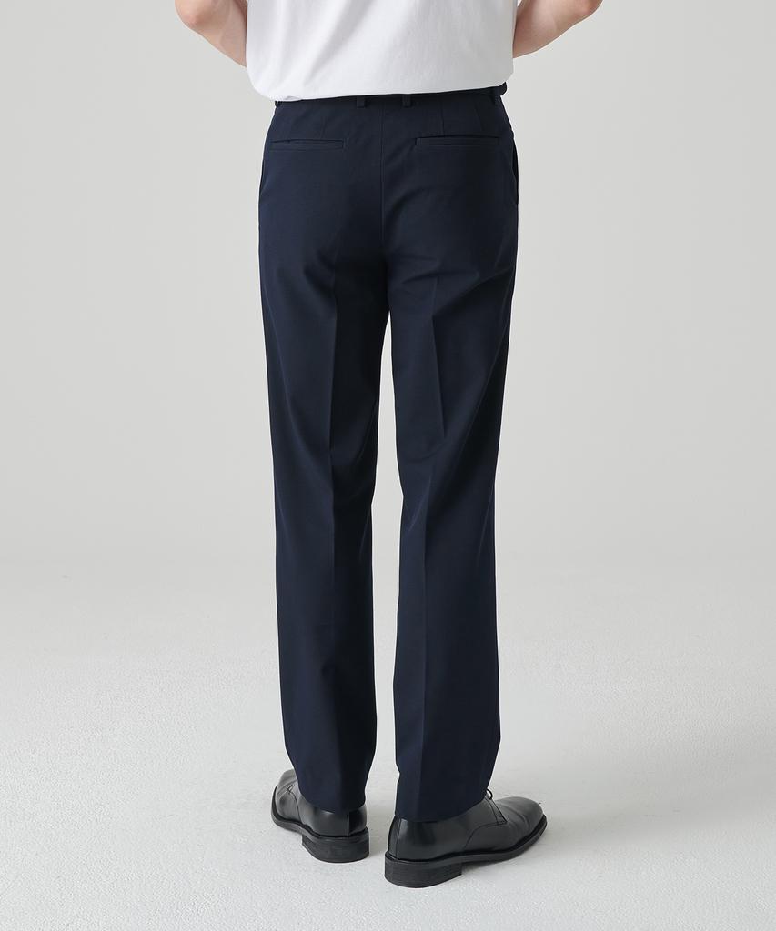MUSINSA STANDARD Straight Hidden Banding Slacks [Navy]