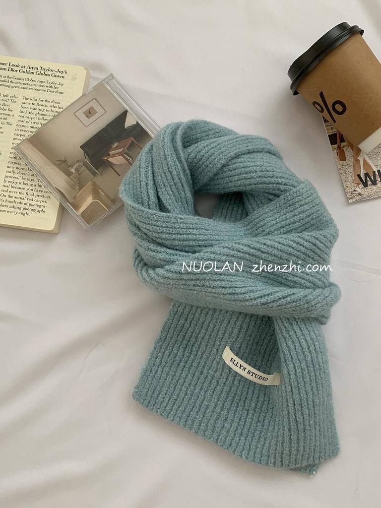 Manufacturer's homemade wool blended solid color wool scarf female winter white new student couple simple knitted scarf