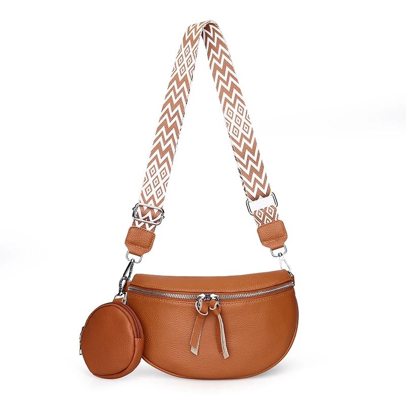 Luxury Genuine Leather Woman Chest Bag High Quality Crossbody Bag for Women Cow Leather with Small Bag