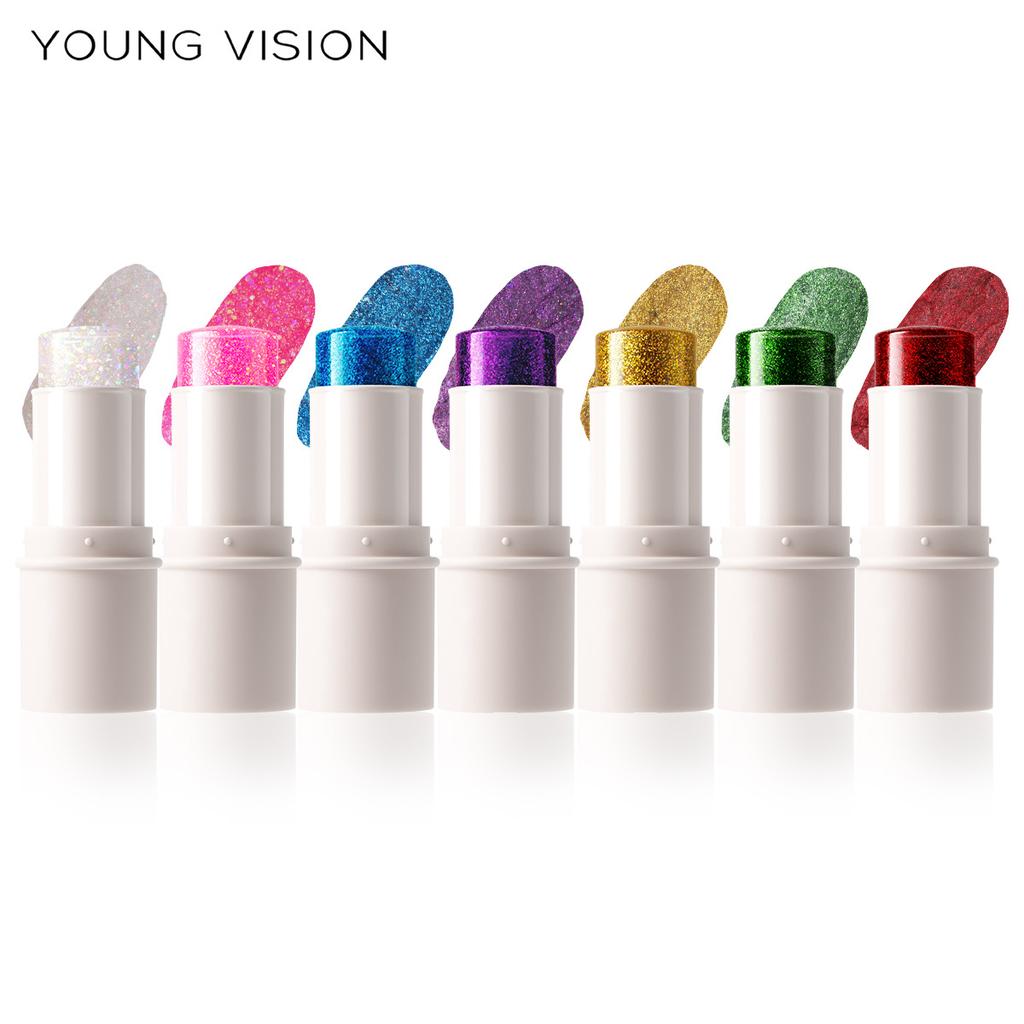 7 Цветов Сценический Макияж Лицо Глиттер Тени для Век Красота Макияж Перламутровый Разноцветный Глиттер для Тела Стик