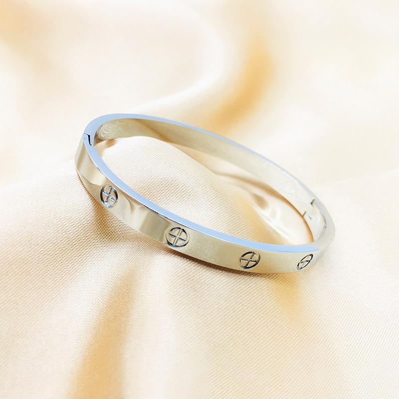 ALTERA Luxury LOVE Crystal 6mm Thickness Bangles High Quality PVD Stainless Steel Oval Bracelet No Fade Zircon for Women Gift