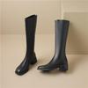Женские сапоги на высоком каблуке, модные осенне-зимние однотонные рыцарские сапоги оверсайз на толстом каблуке