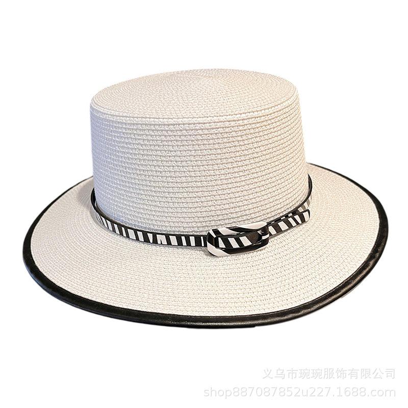 Summer women's new straw hat men's and women's seaside outdoor sunscreen sunshade jazz top hat removable webbing beach hat