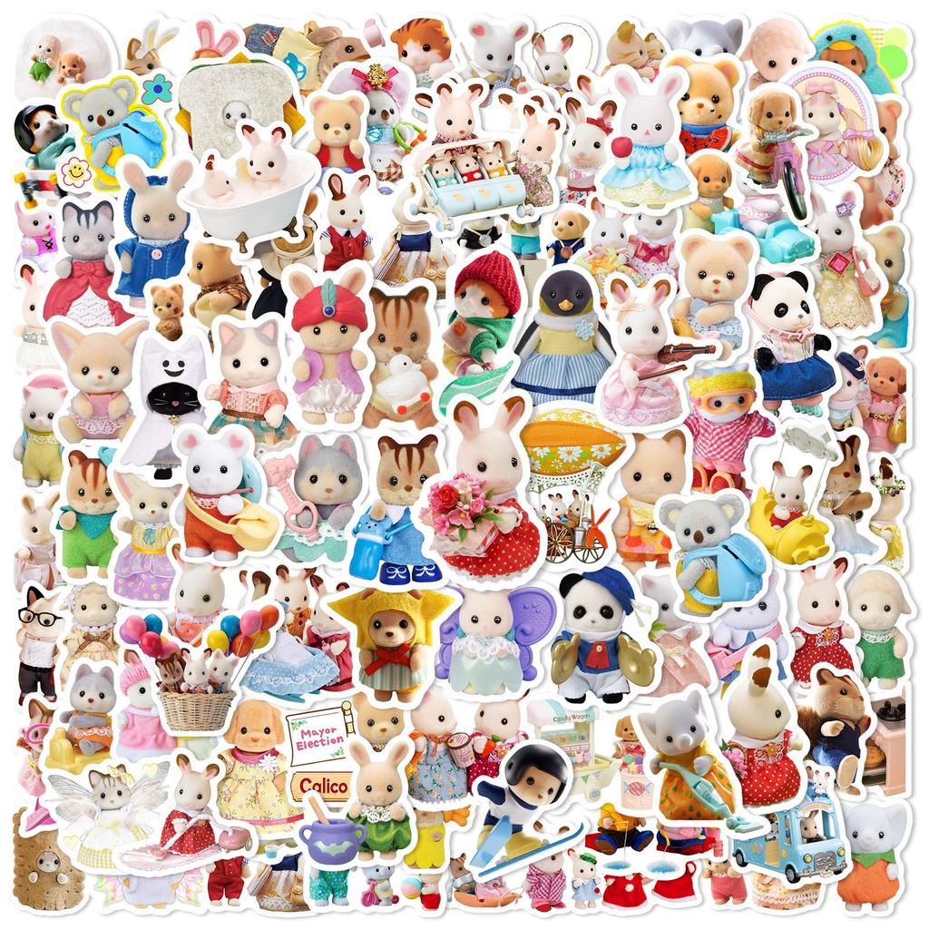 100pcs Cute Calico Critters Cartoon Graffiti Stickers Phone Guitar Laptop Notebook Suitcase Waterproof Sticker Decals Toys