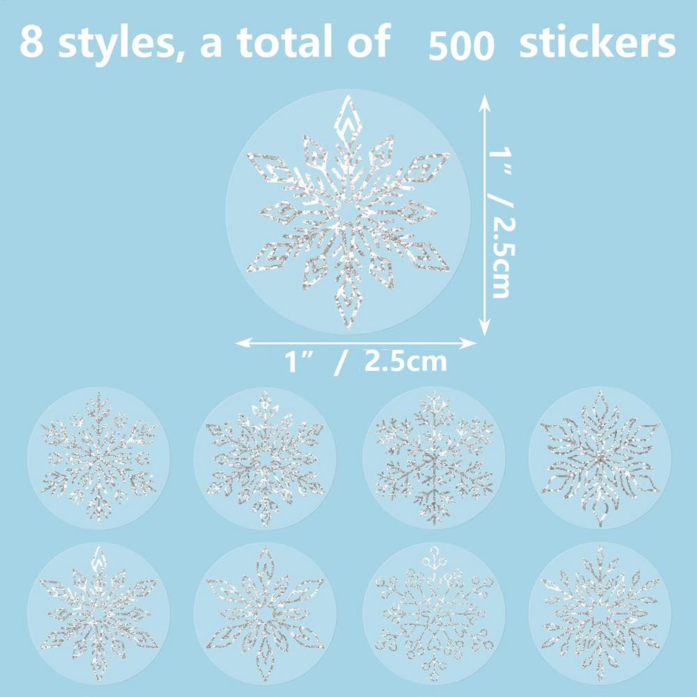 Snowflake Envelope Stickers 500 Sheets Christmas Labels Baking Packaging Envelope Decorations Self-Adhesive Journal Stickers