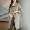 Women Winter Overcoat Turn-down Collar Pockets Pure Color Single-breasted Cardigan Loose Fit Coat Thermal Long Sleeves Commuting Dating Winter Coat
