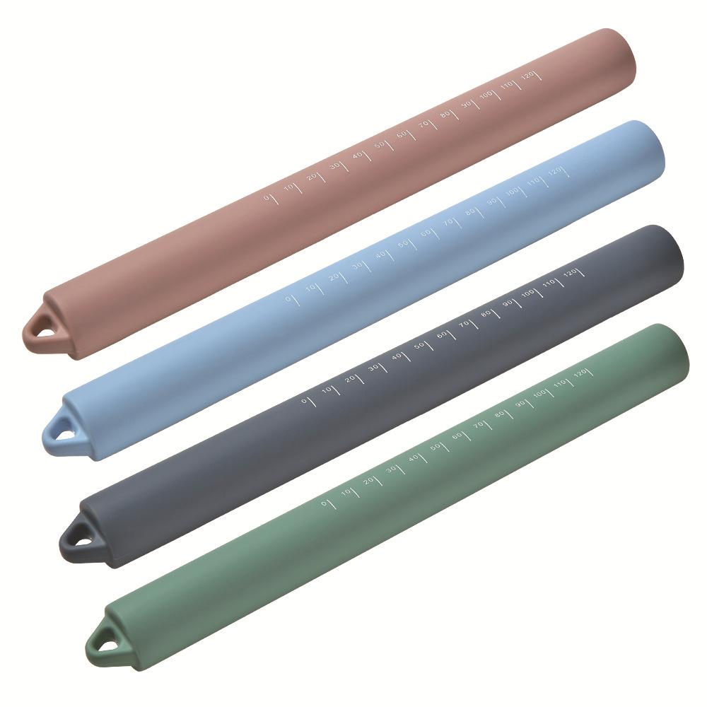 Цельная силиконовая скалка для выпечки, бытовая с градуированными месильными иглами, силиконовая палочка для муки, инструмент для пельменей