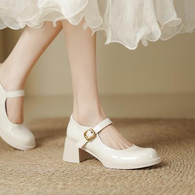 2025 новая корейская версия одно слово на высоком каблуке и с легким вырезом туфли-лодочки французский темперамент туфли Мэри Джейн женские весенние комфорт и универсальность