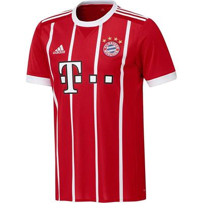 adidas Бавария Мюнхен 17-18 Домашняя игра Реплика в полоску с круглым вырезом прямого кроя с коротким рукавом футбольная майка мужские топы красные AZ7961