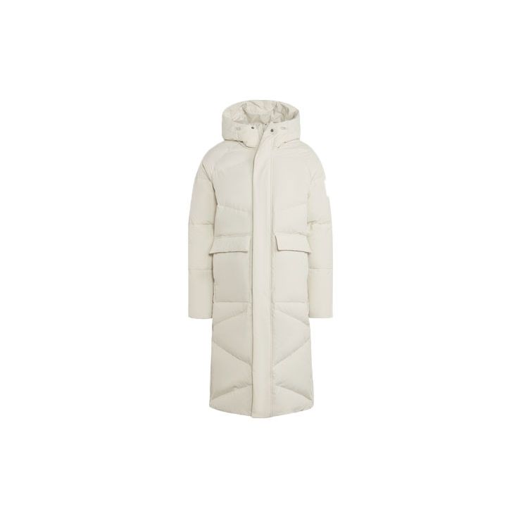 Adidas Logo Print Mid-Length Down Jacket Men Outerwear White HN9926