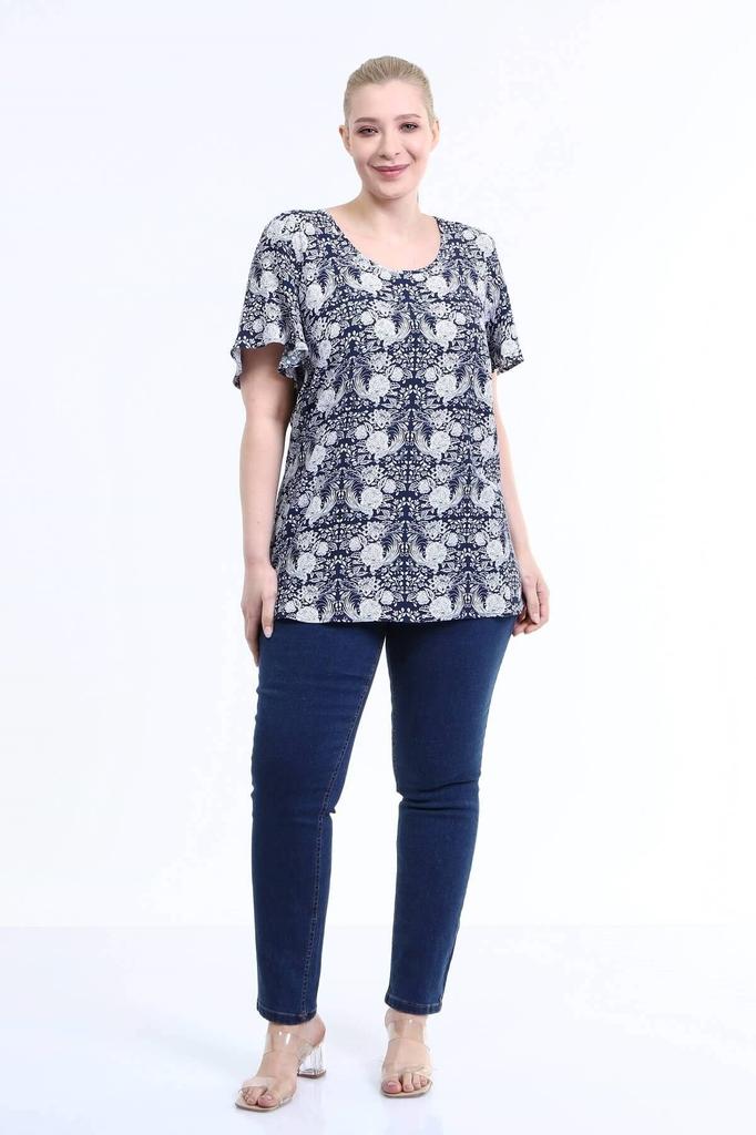 Женская блузка большого размера с воланами и короткими рукавами