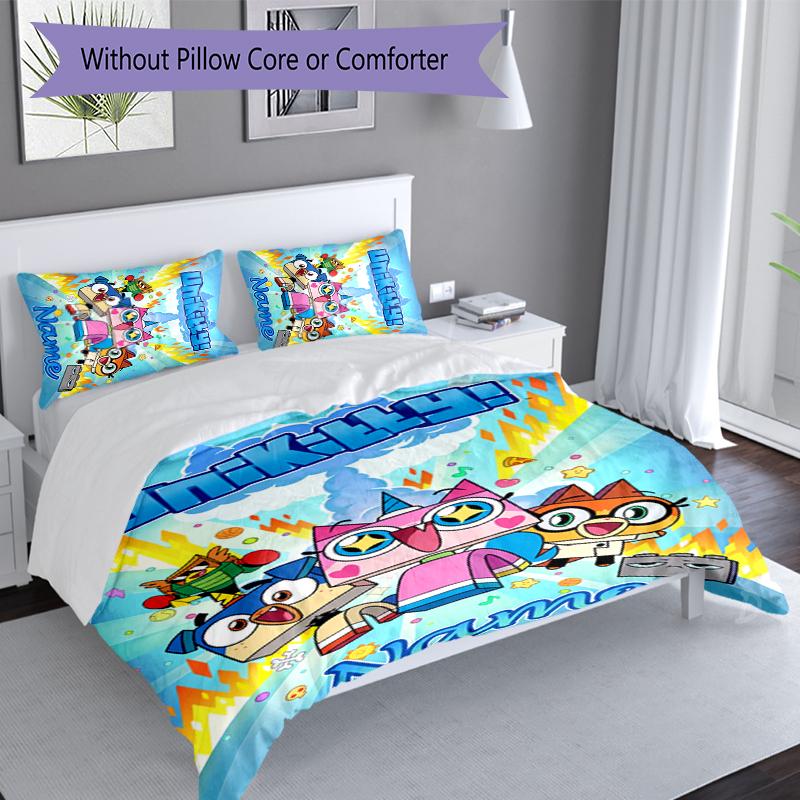 3pcs Custom Name UniKitty Bedding Set,Includes 1 Duvet Cover and 2 Pillowcases,All-season Bedroom Decor