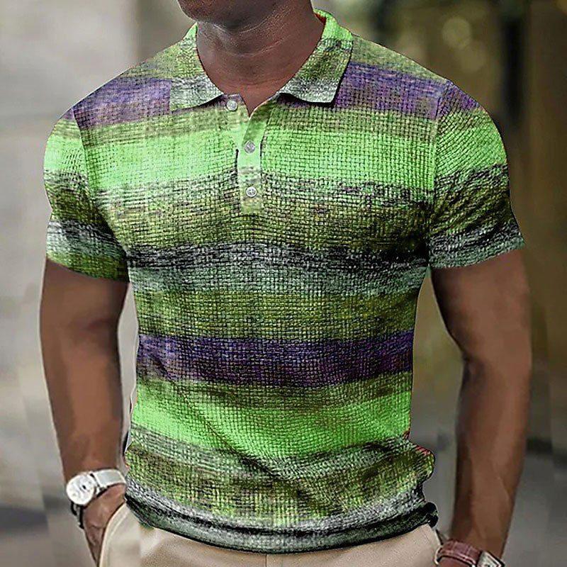Мужская рубашка поло с коротким рукавом, топы с 3D-принтом, полосатая модная, полиэстер, дышащая, удобная, рубашки поло