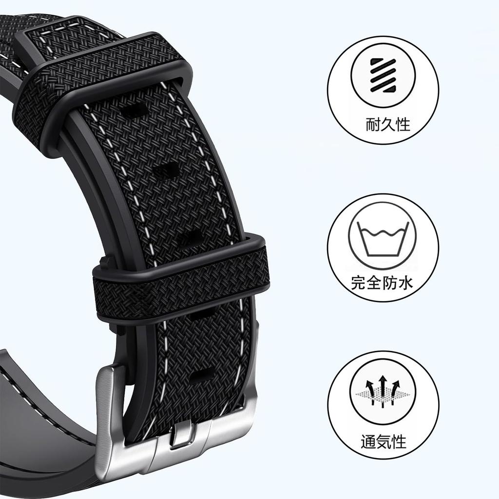 Jumpsunfun 20mm Watch Band for Omega and Silicone Strap with Quick Release Replacement Black with Red Stitching X, Swatch, Speedmaster, MoonSwatch,