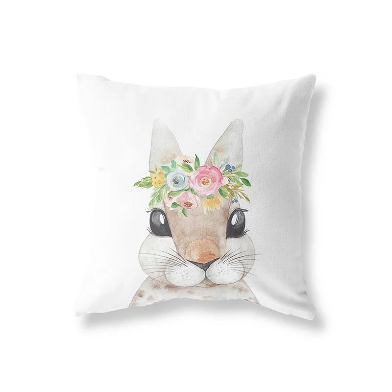Милый кролик жираф животные декор детской комнаты полиэстер наволочка для подушки диванная подушка украшение дома наволочка для подушки