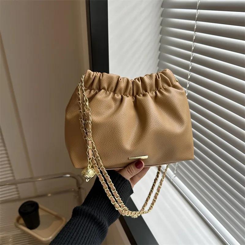 Плиссированная сумка на плечо с цепочкой для женщин, универсальная женская сумка через плечо, модная роскошь