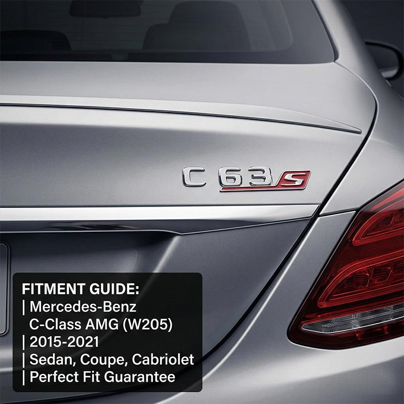 3D C63S Letters Rear Trunk Badge Emblem Decal For Benz W205 C Class C63 S AMG Car Styling Accessories Gloss Black Chrome