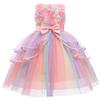 Toddler Kids Baby Girls Princess Dress Rainbow Print Net Yarn Summer Sleeveless Layered Dance Party