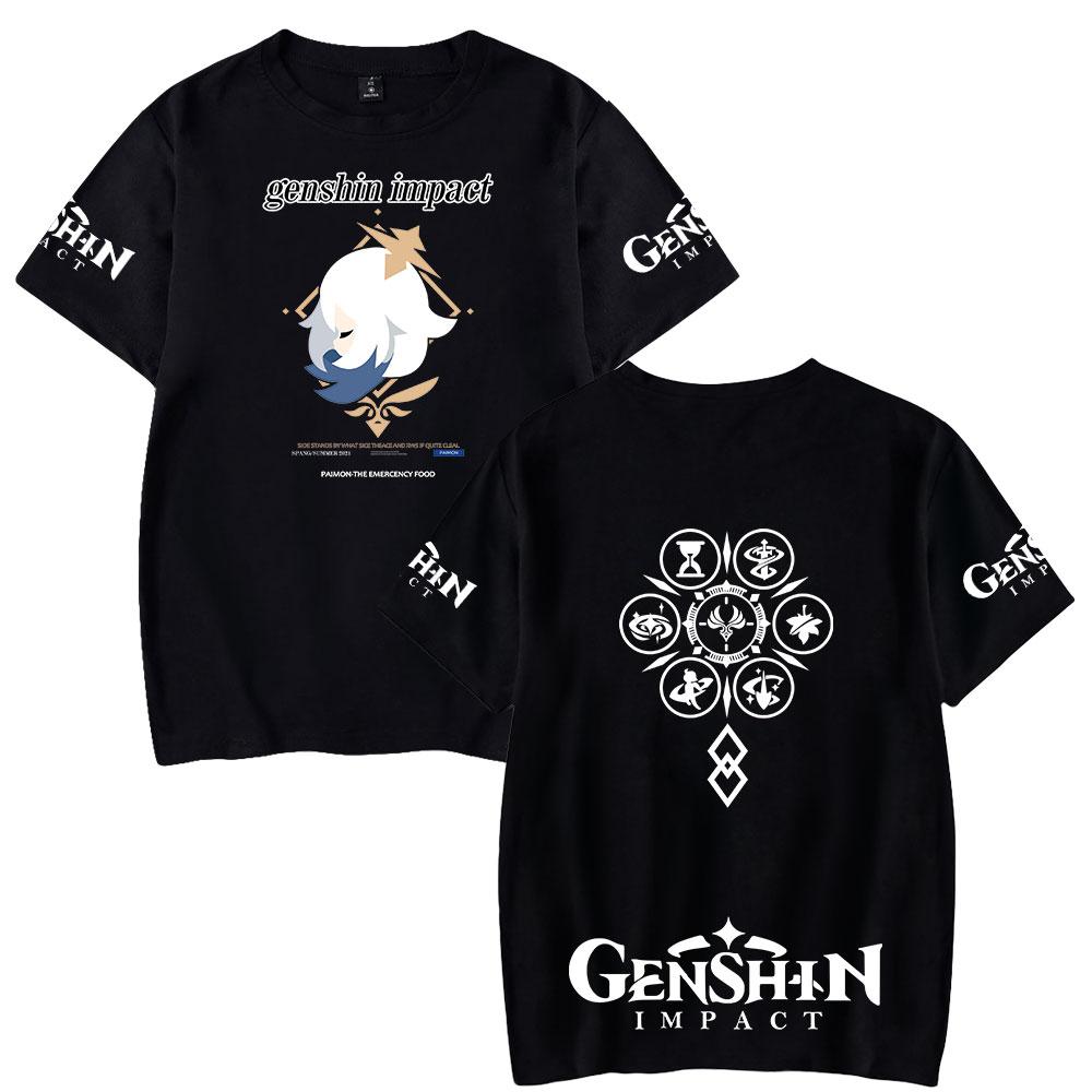 Футболка Genshin Impact для мужчин Летняя одежда С круглым вырезом Аниме Мужская футболка для мужчин Оверсайз Новые мужские футболки Топы